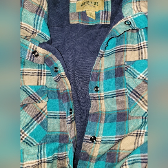 Rustic Ridge Fleece lined flannel, Size 2XL, Teal, Pockets - Picture 7 of 11